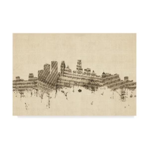 Michael Tompsett 'Minneapolis Minnesota Skyline Sheet Music Cityscape' Canvas Art, 12x19, Trademark Fine Art, Mfr#: MT02187-C1219GG
